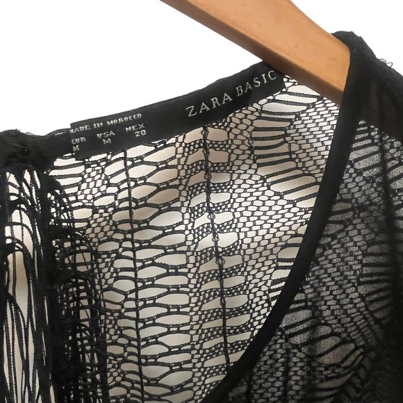 Zara Black Fringed Lace Back Romper - Picture 7 of 15